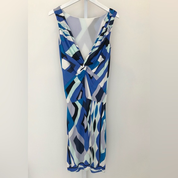EMILIO PUCCI BLUE MULTI VISCOSE DRESS MODEL 12RL90 SIZE IT 42 / US 8 - Picture 3 of 16